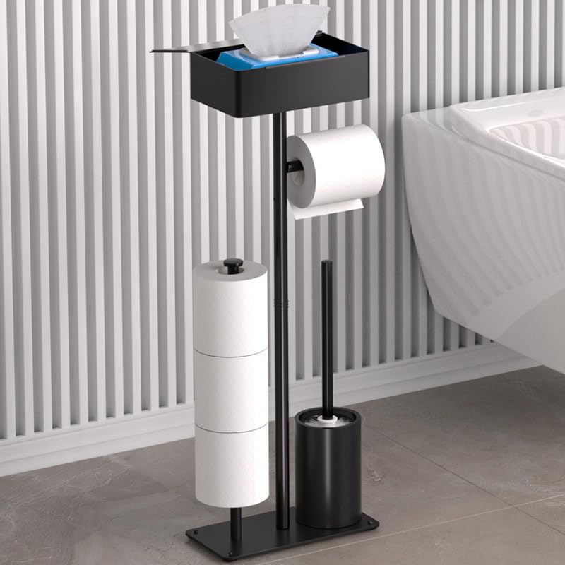 Porta Papel Higienico,Suporte Papel Higienico, Suporte para Papel Higiênico, Papeleira de Chão C/porta Objeto, Porta-papel Higiênico Multifuncional 4 Em 1, Conjunto de Armazenamento
