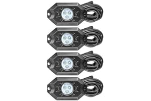 V-SPEC 4 pcs Rock Light 2 Inch LED Off-Road Under Wheel Light White crawler crawling Dome lights pods fender