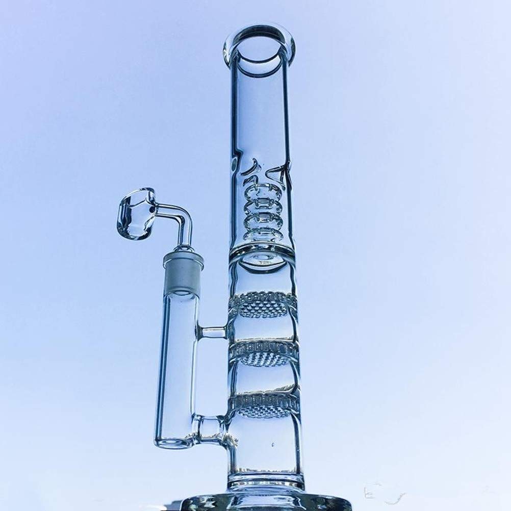 16" Glass Bongs Triple Honeycomb Birdcage Perc Big Straight Tube Water Pipes With 18mm Bowl (with quartz bowl)