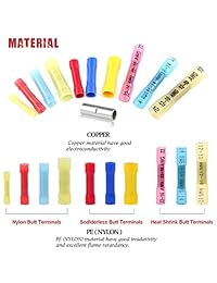 hilitchi 260pcs Nailon Impermeable termorretráctil Butt terminales aislados Quick Splice Electrical Wire Crimp Conectores Kit