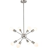 SineRise Sputnik Chandeliers Brushed Nickel, 8 Lights Modern Sputnik Lighting Fixture with Adjustable Height for Dining Room,