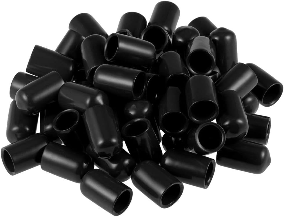 MACHSWON 50pcs Rubber End Caps, 10mm ID, Black, Protectors for Screws, Tubes, Cables, Wires, etc