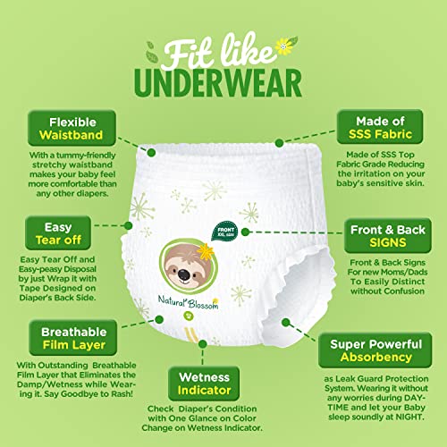 Natural Blossom Easy Pullup Diaper Pants Size (6) 4T5T (33 lbs+