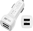 USB 2 Port Car Charger, SDTEK White Dual Car Charger for iPhone 6, 6s, 7, 8, 5 5s SE (+ Plus models), iPad, Samsung Galaxy J3 J5 S4 S5 S6 S7 Edge, Huawei Honor, Asus Zenfone, Sony Xperia and More