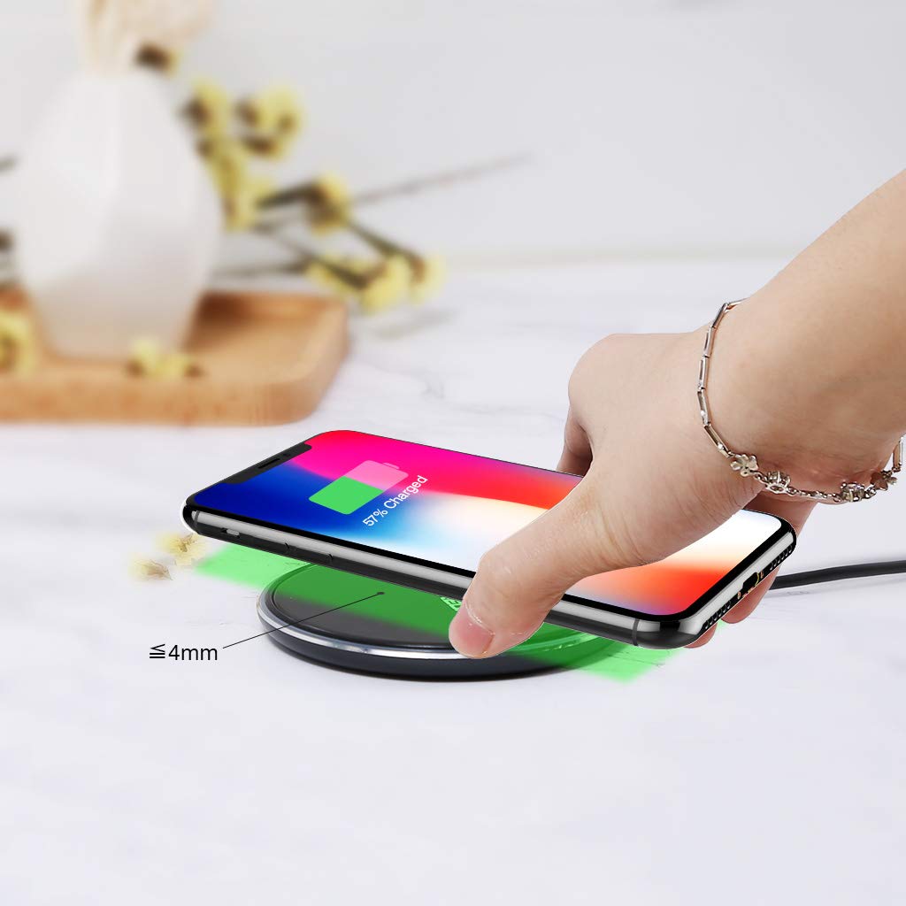 FLOUREON Wireless Charger Qi-Certified Ultra-Slim Wireless Charger Black