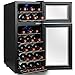 AKDY 20 Bottle Touch Panel Single Zone Chrome Wire Standing Shelves Freestanding Compressor Key Lock Black Wine Cooler