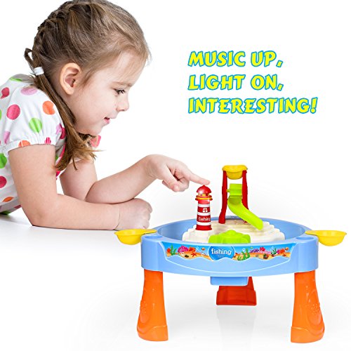 image for Fishing Game Set, Zooawa Electric Magnetic Rod and Reel Toy Water Play