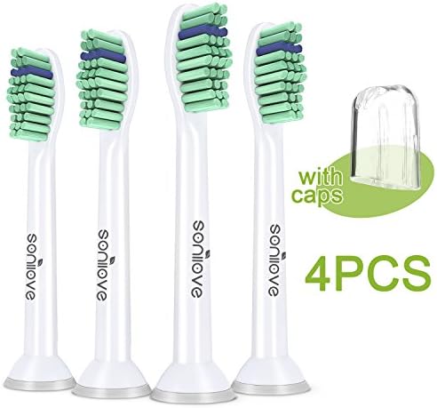 Sonilove Replacement Toothbrush Heads (4-Pack) for Philips Sonicare Brush Handle, Tooth Whitening, Gentle on Gums, Control Plaque &amp; Tartar Buildup