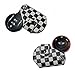 iJDMTOY (1 Black White Checkered Pattern Real Leather Key Fob Cover Holder for 2008-up Mini Cooper R55 R56 R57 R58 R59 R60 R61 F55 F56