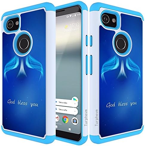 Google Pixel XL 2 Case,Turphevm [Drop Protection] [Shock Absorption] Dual Layer Heavy Duty Protective Silicone Plastic Hybrid Defender Anti-Slip Armor Case Cover for Google Pixel XL 2 (Blue Angle)