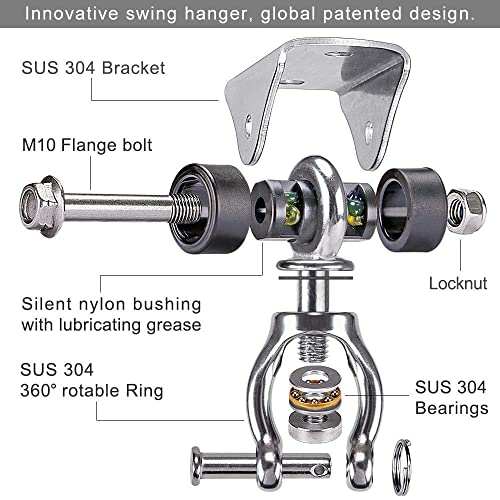 SELEWARE Silent, No Squeaking, Heavy Duty Stainless Steel Swing Hangers