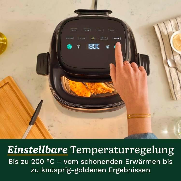 ClearView™ Air Fryer I Visibilité totale – Fenêtre 280°, sans PFAS, 8‑en‑1, Air Fry, Rôtir, Griller, Pizza, Déshydrater, MaxCrisp, Recrisp, 200°C. 3.7L