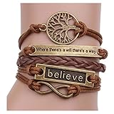 RIUDA Handmade Adjustable Tree For Life Believe Multilayer Bracelet Wristband