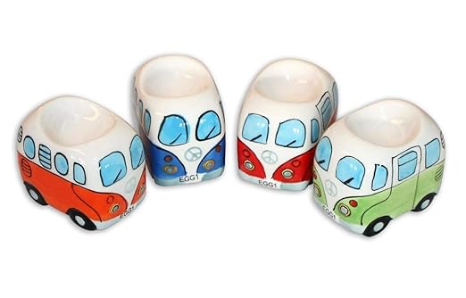 Camper Bus Set – Hueveras de cerámica, 4 Unidades, en 4: Amazon.es ...