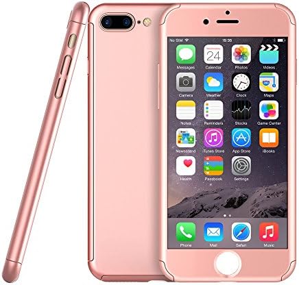 iphone 7 Plus Case,Full Coverage 3D Protection Case, Ultra Thin Hybrid Case Cover with Tempered Glass Screen Protector for iphone 7 Plus (5.5 inch) Egrace (Rose-Gold)