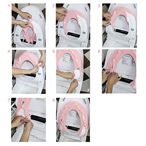 Toilet Warmer Mat Winter Cover Pad Bathroom Washable Toilet Seat Lid Thicken Comfortable Short Plush 2pcs/Set Universal Design - Thumbnail 7