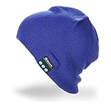 Momoday Bluetooth Music Soft Warm Beanie Hat Cap with Stereo Headphone Headset Speaker Wireless Mic Hands-free for Men Women Speaker Winter Outdoor Sport Best Gift (Blue)