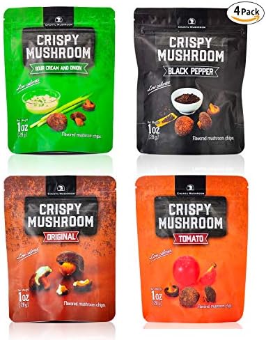 Shiitake mushroom crisps, Crispy Mushroom, Low fat snack pack, Crunchy healthy, Vegetable crisps, Mushroom snack, vegetable snacks, healthy crunchy snacks, mushroom chips snacks, varitey pack of 4