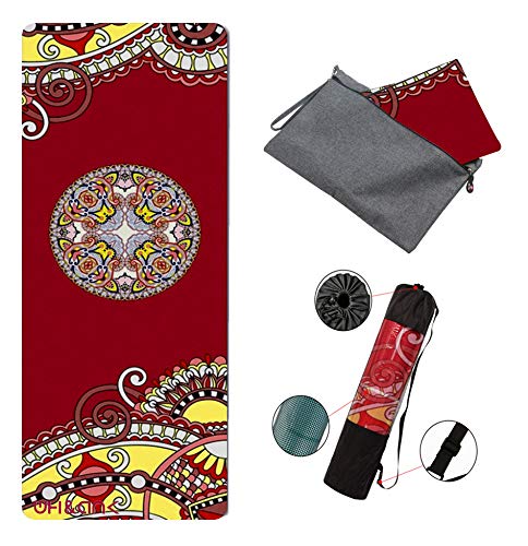 TXK Yoga Mat Non Slip Hot Yoga Mat,Eco-Friendly Natural Rubber | Best for Yoga, Pilates, Exercise, Workout, Bikram and Hot Yoga. Luxury Sweat- Grip Mat. (red, 72”×27”×1.5mm)