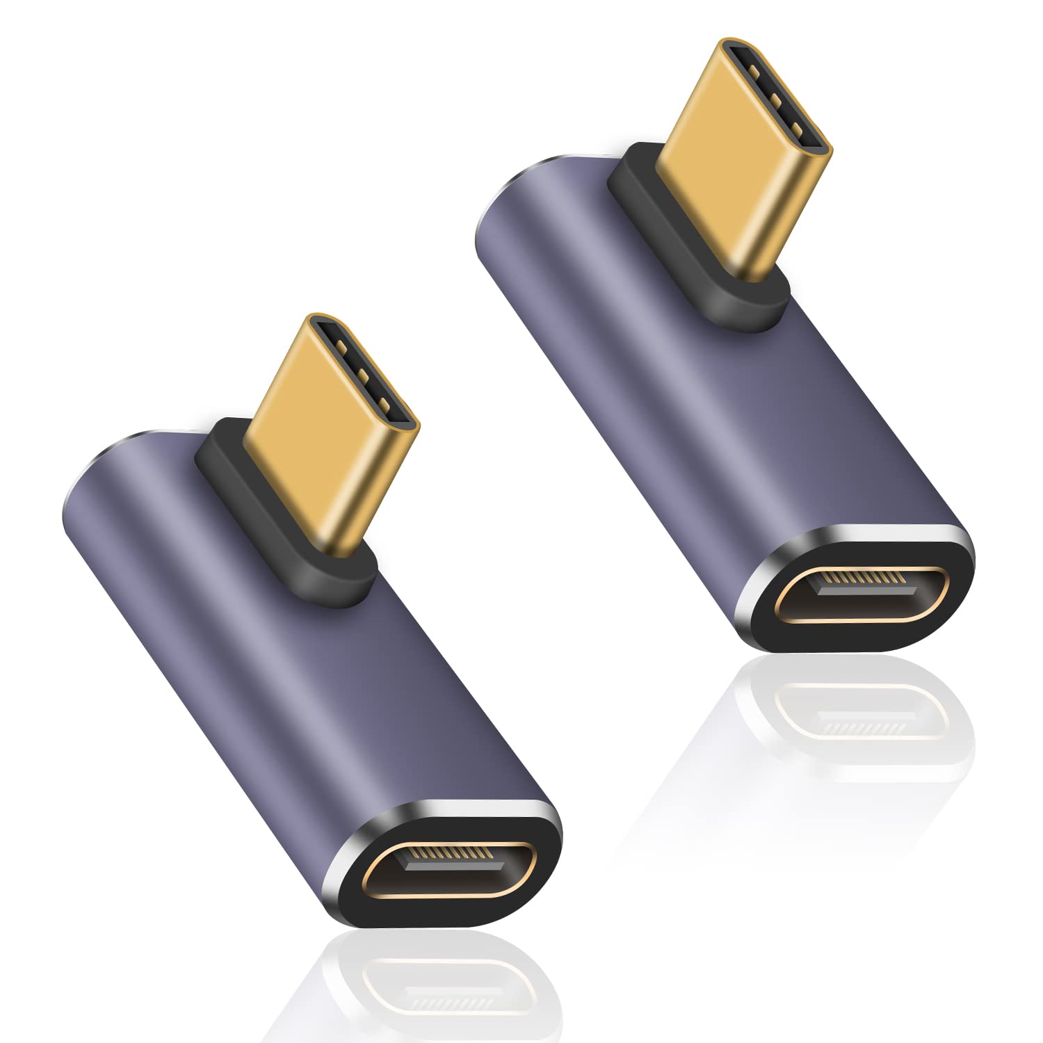 Duttek USB C 90 Degree Adapter 40Gbps, Type USB C Connector Supports 8k@60HZ and 100W fast charging,Compatible with Thunderbolt 3/4 and with USB Type C interface devices (2 pack)