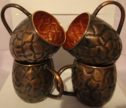 Four Solid Pure Copper Antique Design Moscow Mule Mugs Cups 16 Oz Ayurveda Healing #Mmm19-4