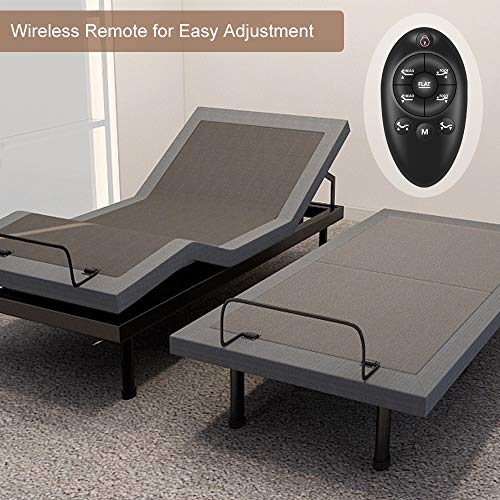 Adjustable Bed Base Frame Smart Electric Beds Foundation (Twin XL, Gray