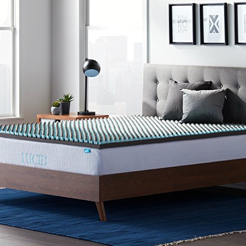 LUCID 2.5 Inch DuoFoam Charcoal Fusion Dual Density Bamboo Charcoal