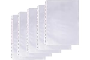 100 Piece Binder Sleeves 9x12 Dust & Water Proof 30 Holes Page Protector Bulk Clear Binder Sleeves for Letter File Documents.