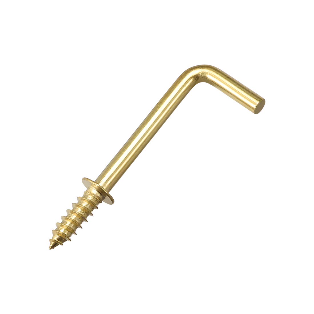 sourcing map 1.4" Screw Eye Hooks Self Tapping Screws Screw-in Hanger Hooks with Plate Golden 50pcs