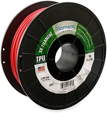 Filament Express 3DT288TPU02-01 TPU 3D Printer Filament, Spool, 3 mm Diameter, Red