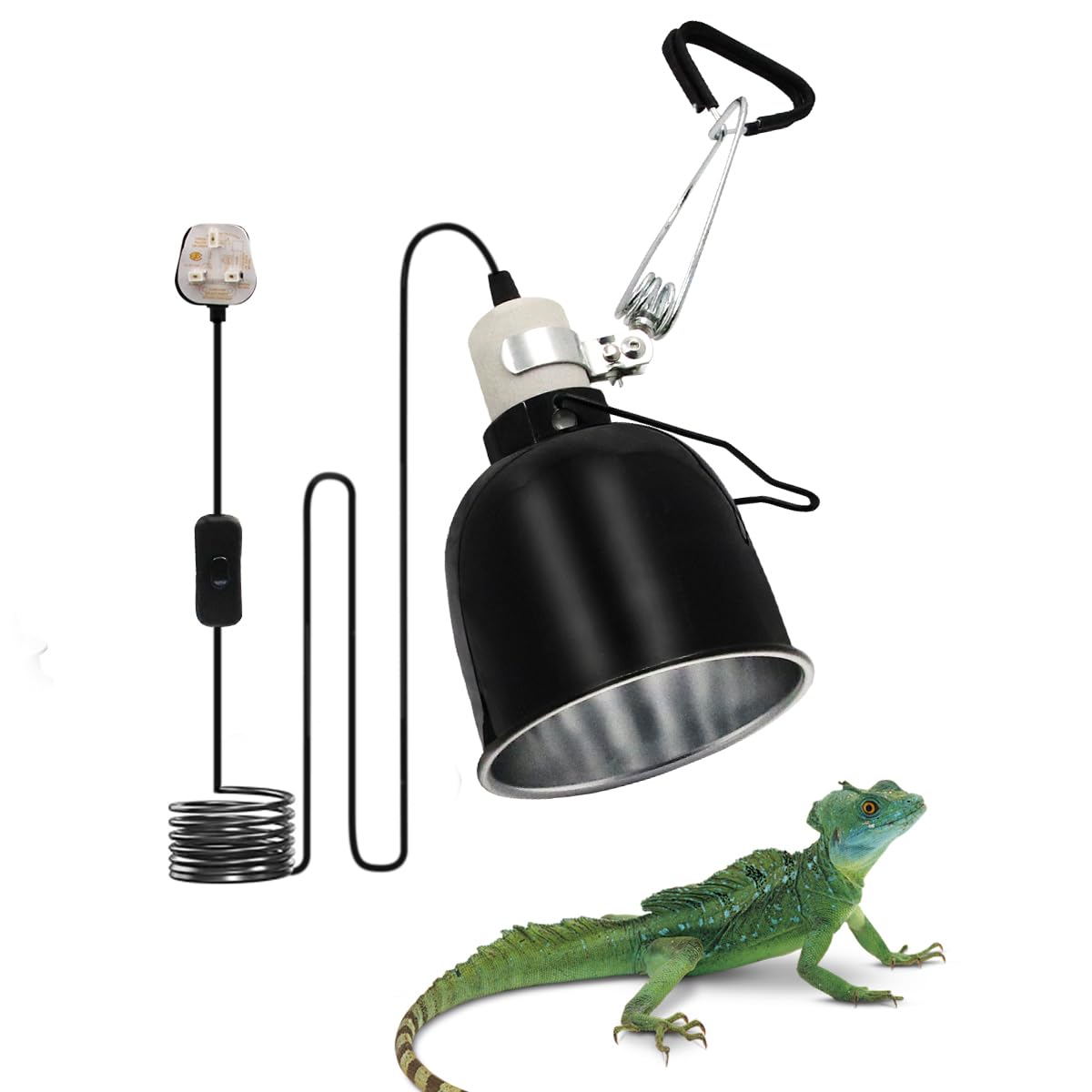 Lucky Farm Tortoise Heat Lamp, 200W Reptile Heat Lamp Holder with Clip, 5.5 inch Dome Heat Bulb Fixture, Adjustable Terrarium Heat Lamps Holder for Reptiles Tortoise Snake Turtle Lizards (NO Bulb)