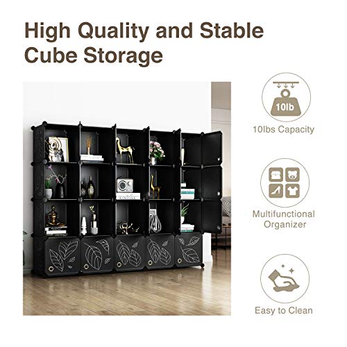GREENSTELL Cube Storage Organizer, Plastic Closet Organizer with Doors