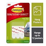 Command Poster Hanging Strips, Small, White, 24-Strips (17024-24ES)