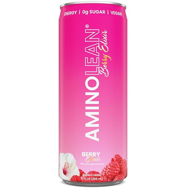 RSP NUTRITION AMINOLEAN ENERGY DRINK – SUGAR FREE AMINO ENERGY WITH NO JITTERS, TINGLES, OR CRASH, VEGAN AMINO ACIDS, BERRY ELIXIR, 12 PACK