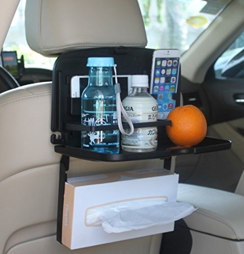 Multipurpose Car Backseat Tray By Lebogner - Back Seat Auto Food And Drink Table Organizer, Fold Down Snack Holder For Vehicle Seat, Multi-Functional Portable Foldable Tray