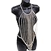 DOTASI Bikini Cross Body Link Chain Necklace to Waist Belly Belt Harness Women Body Full Metal Chain Gold Jewelry Necklace