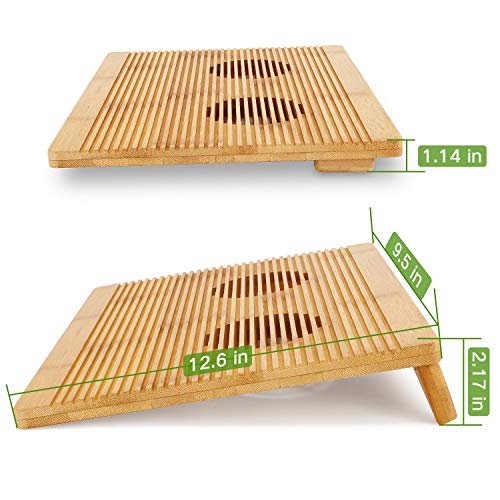 Laptop Stand Cooling Pad Nnewvante 100% Bamboo Laptop Cooler Pad Laptop Desk Laptop Table with Cooling Fans Stand for Laptops Notebooks - Thumbnail 3