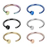 Likimar 18G 316L Stainless Steel Nose Rings Hoop Nose Piercing Body Jewelry (6PCS)