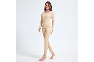 Thermal Underwear Set for Women Long Sleeve Top and Pants Base Layer Warm Stretchy Winter Loungewear(1 Set)