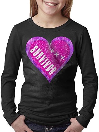Breast Cancer Survivor Youth 100 Cotton Long Sleeve Fashion T-Shirt Tee Crew M