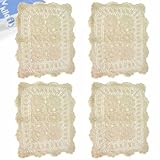 kilofly Handmade Crochet Cotton Lace Table Placemats Doilies Value Pack [Set of 4], Beige