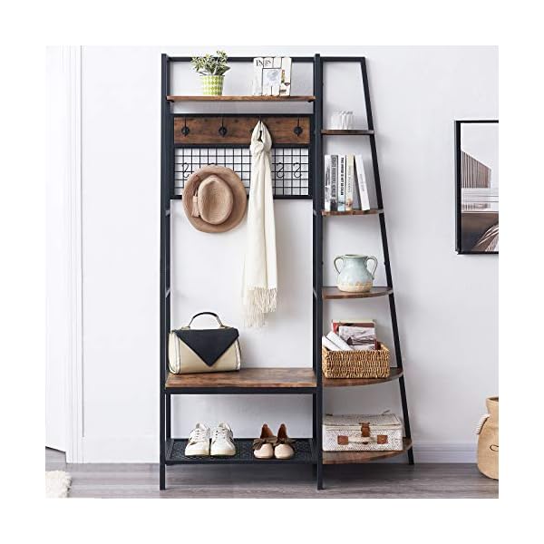OIAHOMY Entryway Coat Rack with Storage Shoes Bench,Industrial Hall