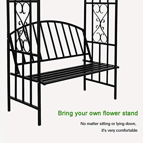 Trellises ZYY@ Rosenbogen mit Bank Rosenbank Laubenbank Philosophenbank Rankgitter Rankhilfe Gartenbank Metall Schwarz – Bild 4