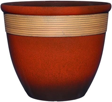 Classic Home And Garden Pflanzgefäß „Cali“ – 33 Cm, Lava Red, Wetterfestes Harz, Modernes Design