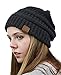 NYFASHION101 Unisex Multicolor Warm Cable Knit Thick Slouch Beanie Cap, Black/Charcoal Gray