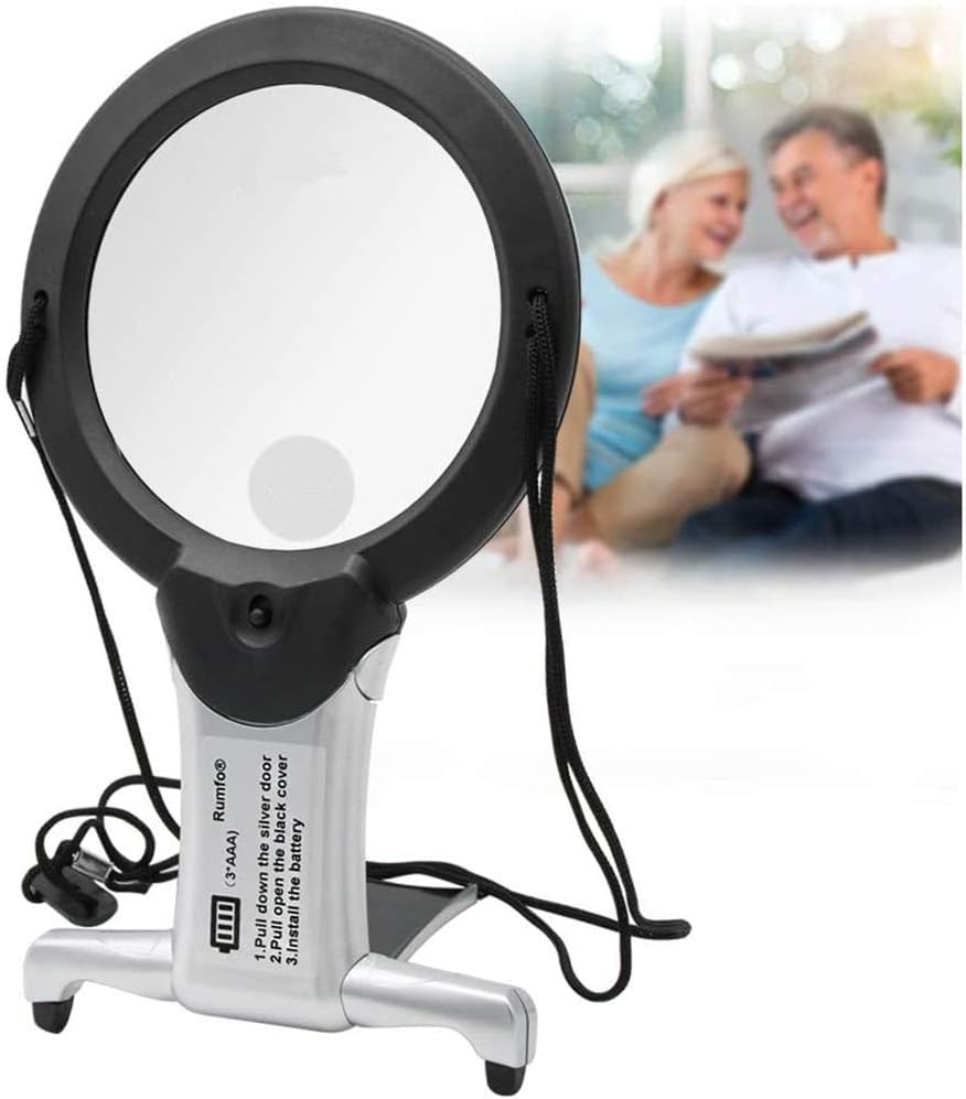 Rumfo Magnifier with Double LED Light Hands Free Chest Rest LED Magnifier Lighted Knitting