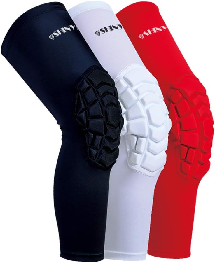 Basketball Knee Pads:ShinyPro 3D Honeycomb Shock Absorption EVA Pads, for Basketball Softball Baseball Football Volleyball, Kids Youth Girls Boys Women Men, 1 Pair : Sports & Outdoors