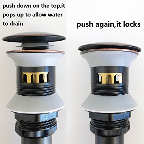 Push button drain stopper anti-clogging,pop up drin with overflow ORB/oil rubbed bronze