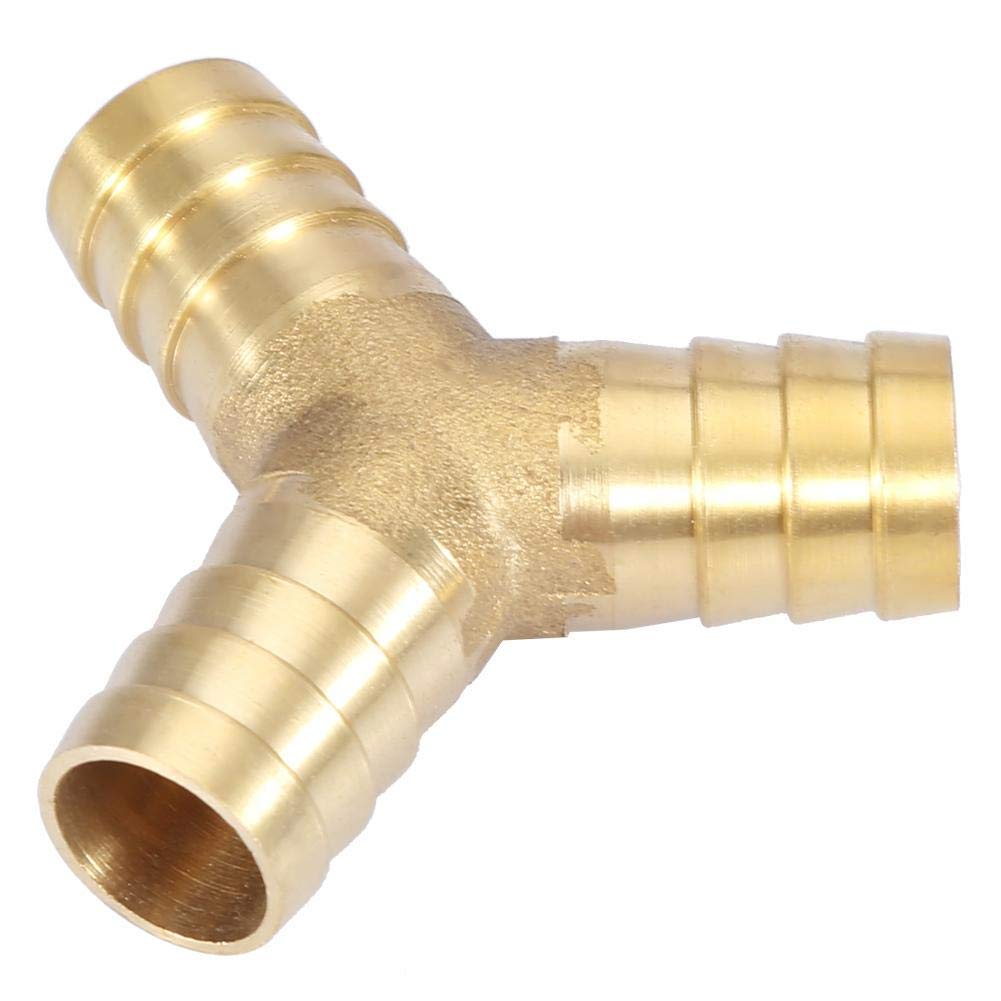 Hilitand Brass Y 3-Way Barbed Connector T Hose Connector for Joiner Fitting Air Water Gas 6/8/10/12/14/16mm (16mm 1pcs)