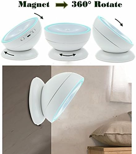 360 Degree Rotation Motion Sensor Light, LC-dolida Cordless Rechargeable LED Night Light Stick Anywhere Safe Lights Nursing Lights with Detachable Magnetic Base for Hallway Bathroom Bedroom Kitchen